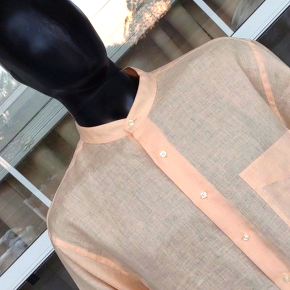 FABIO INGHIRAMI MEN'S LUXURY LINEN COLLARLESS  SHIRT - Picture 4 of 17